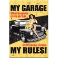 Знак декоративный металлический "Мой гараж - мои правила, все, что происходит в гараже - остается в гараже"